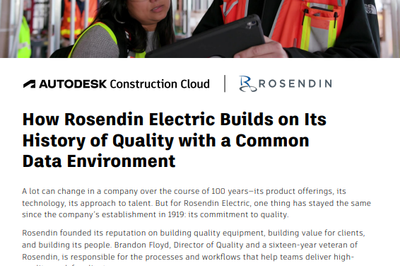 How Rosendin Electric Builds on Its History of Quality with a Common Data Environment